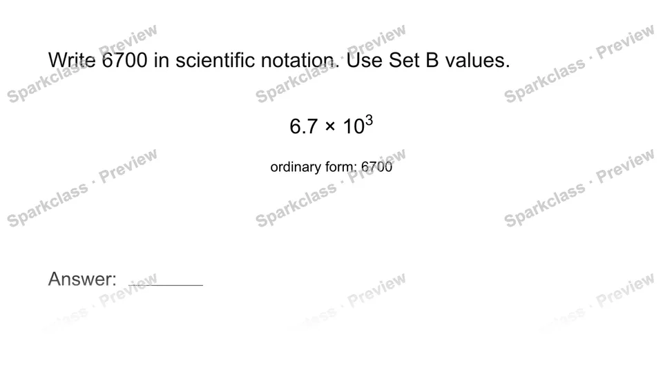 Read scientific notation — Grade 8 problem preview