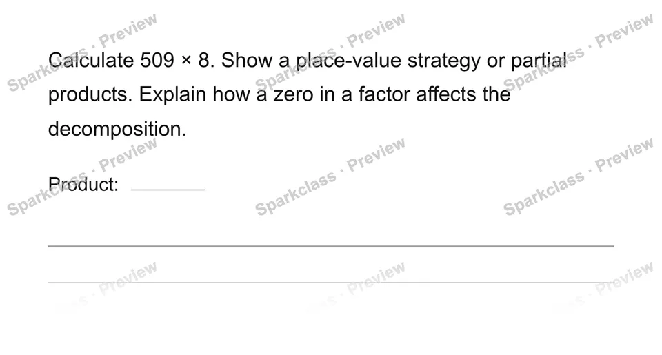 Area and partial products — Grade 4 problem preview