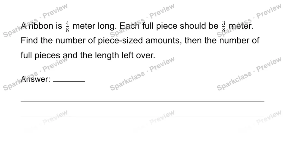 Interpret fractional groups and remainders — Grade 6 problem preview