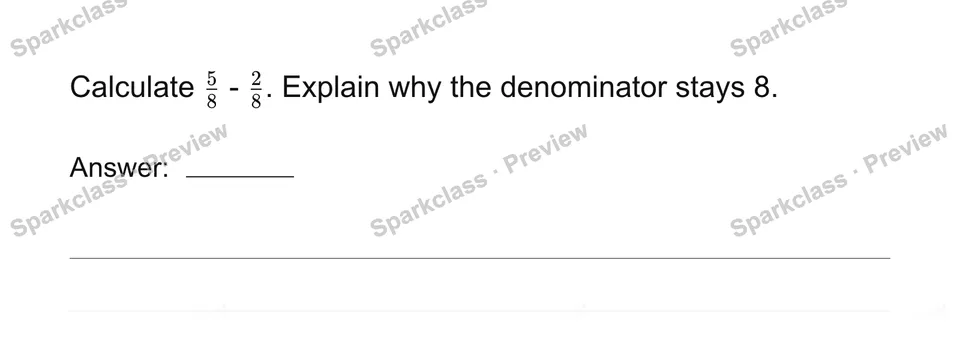 Add and subtract like-denominator fractions — Grade 4 problem preview