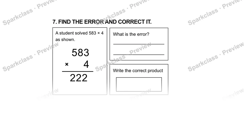 7.Find the error and correct it. — Grade 5 problem preview