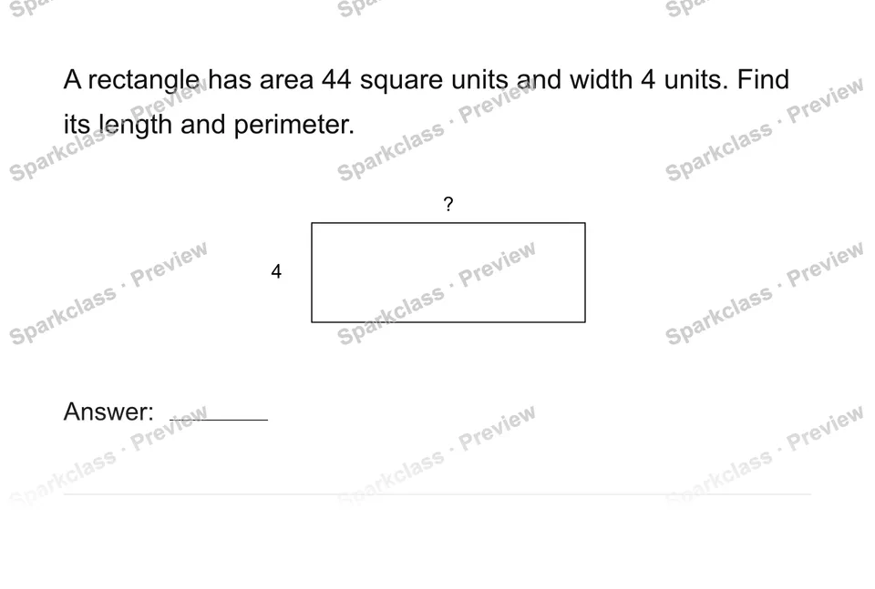 Use rectangle area and perimeter — Grade 4 problem preview