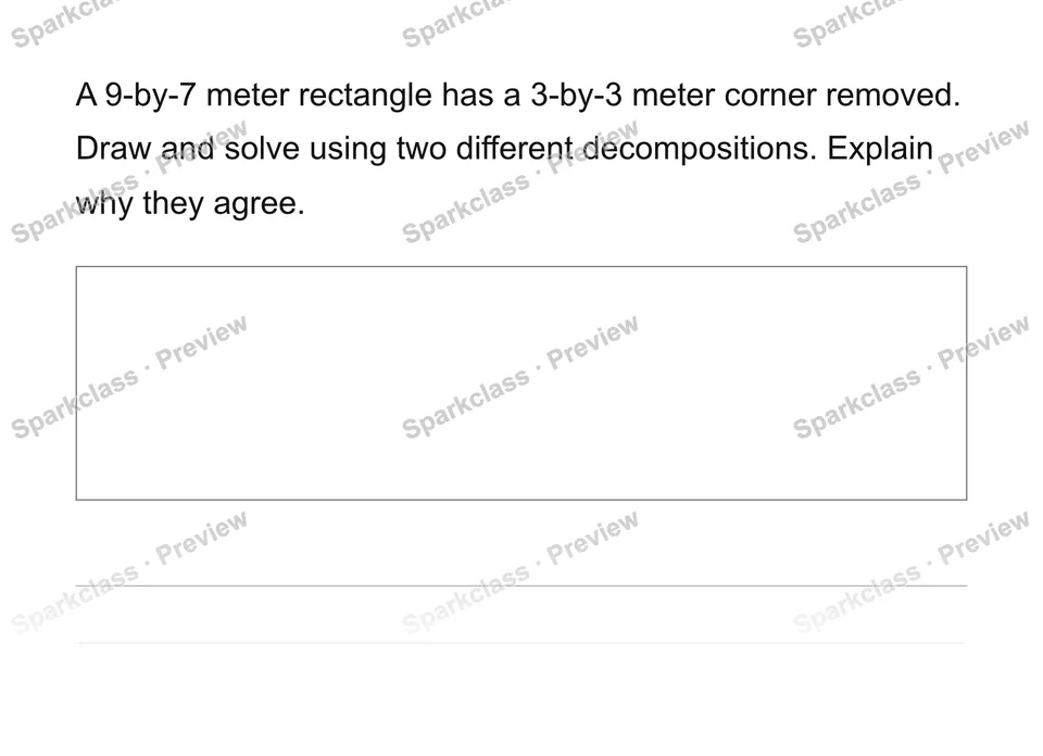Find areas of composite polygons — Grade 6 problem preview