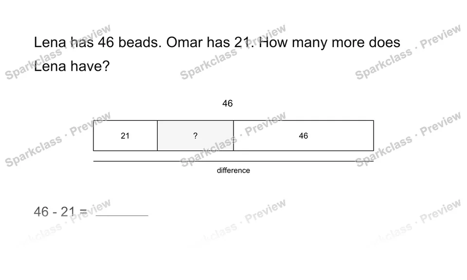 Compare two amounts — Grade 2 problem preview