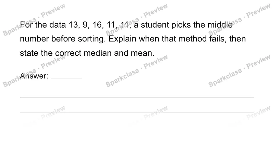Compute and interpret mean and median — Grade 6 problem preview