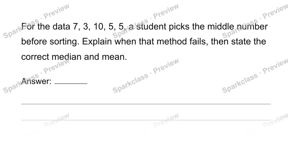 Compute and interpret mean and median — Grade 6 problem preview