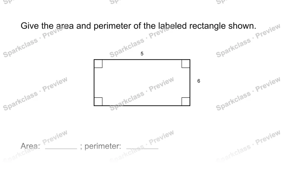 Compare area and perimeter — Grade 3 problem preview