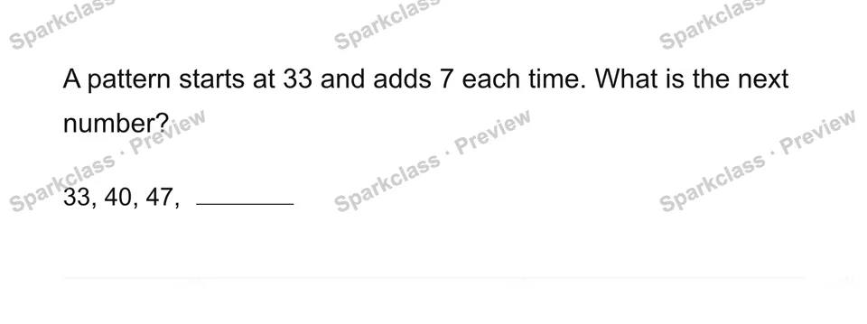 Read a pattern table — Grade 3 problem preview