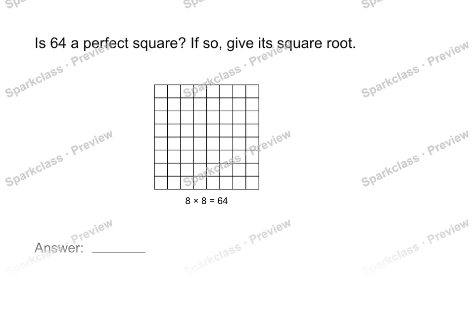Identify perfect squares — Grade 8 problem preview