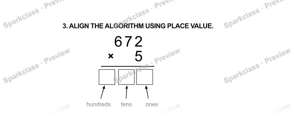 3.Align the algorithm using place value. — Grade 5 problem preview