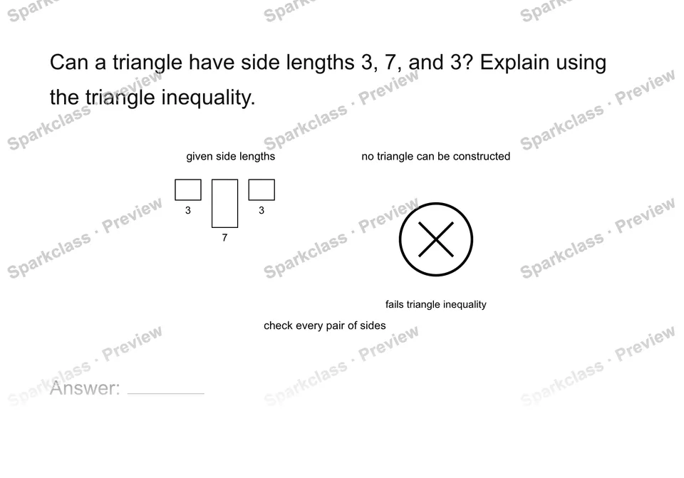 Test triangle existence — Grade 7 problem preview