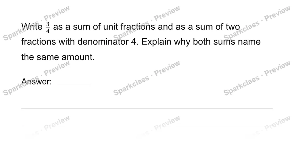 Decompose a fraction in two ways — Grade 4 problem preview