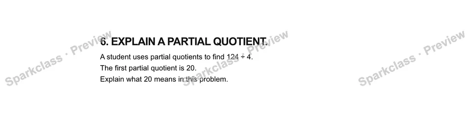 6.Explain a partial quotient. — Grade 5 problem preview
