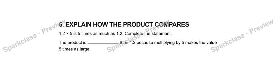 6.Explain how the product compares — Grade 5 problem preview