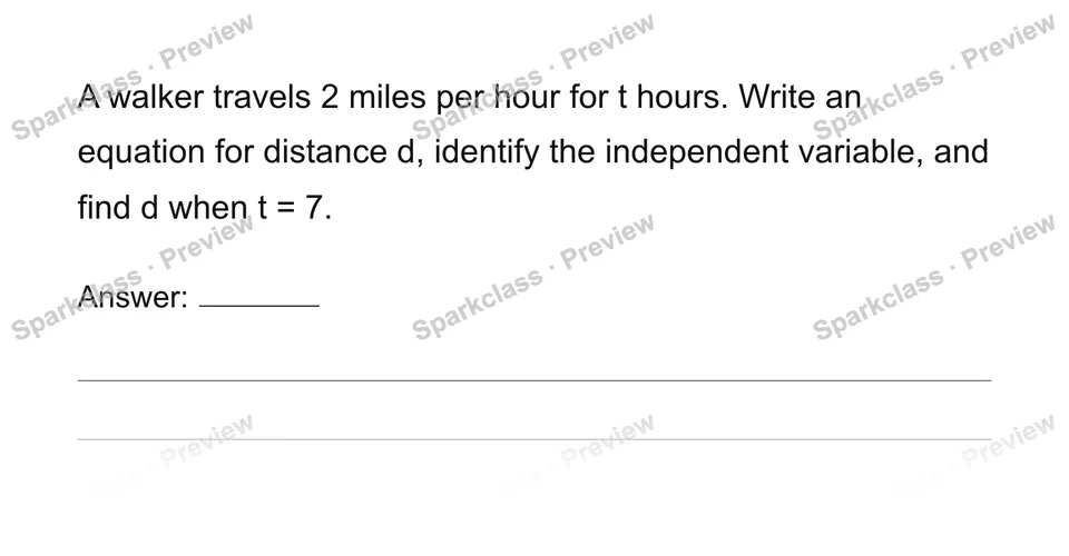 Write equations for quantitative relationships — Grade 6 problem preview