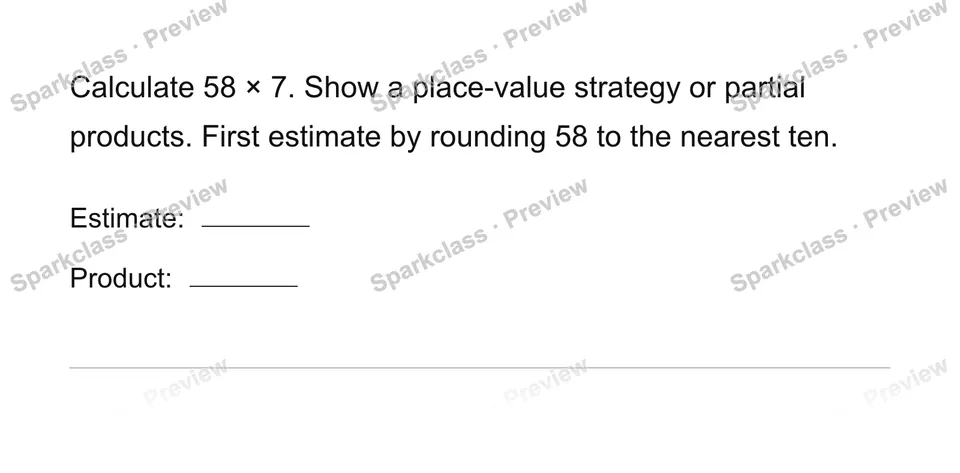 Area and partial products — Grade 4 problem preview