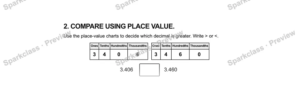 2.Compare using place value. — Grade 5 problem preview