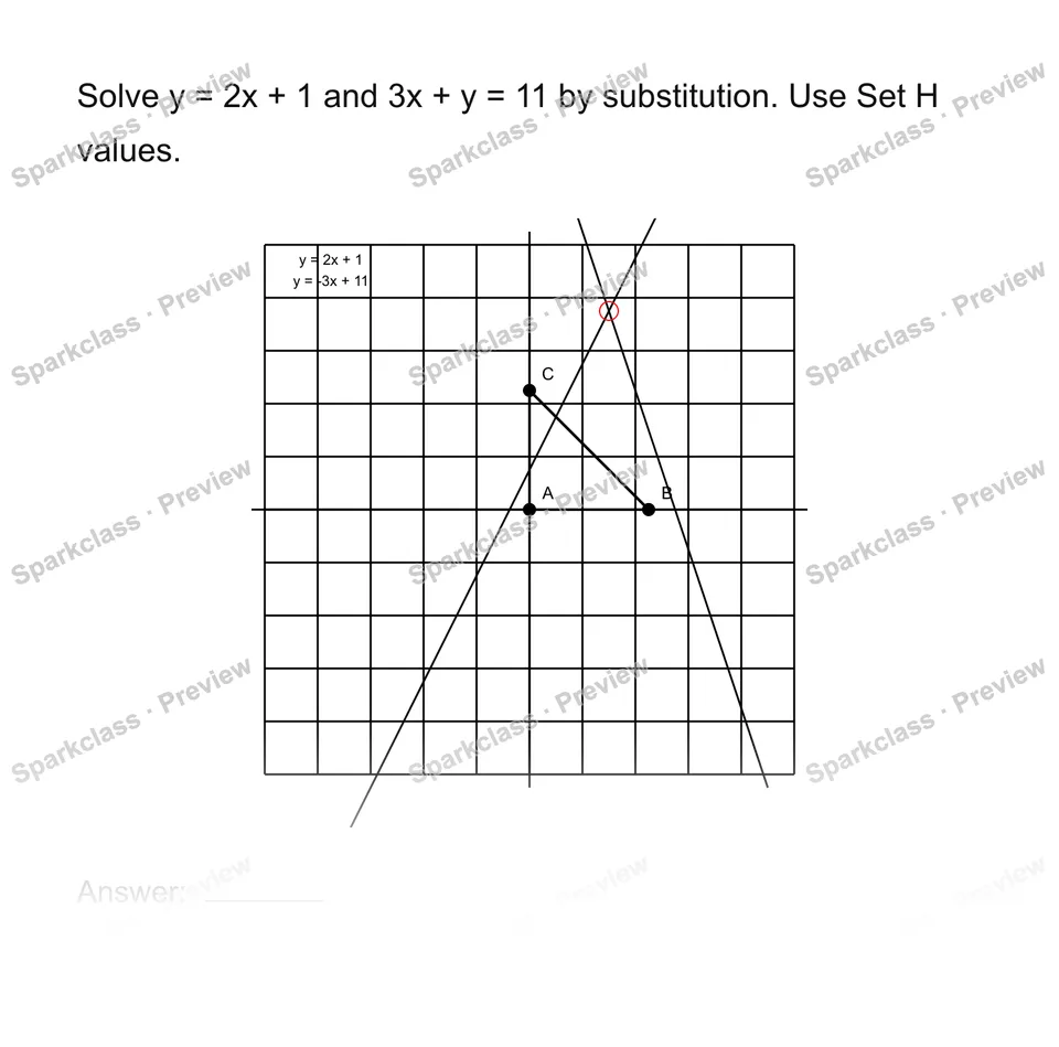 Solve a system by substitution — Grade 8 problem preview