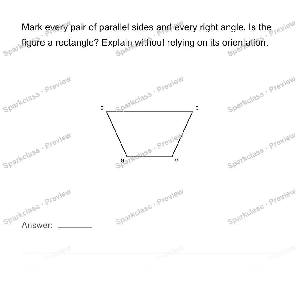 Classify a rotated quadrilateral — Grade 4 problem preview