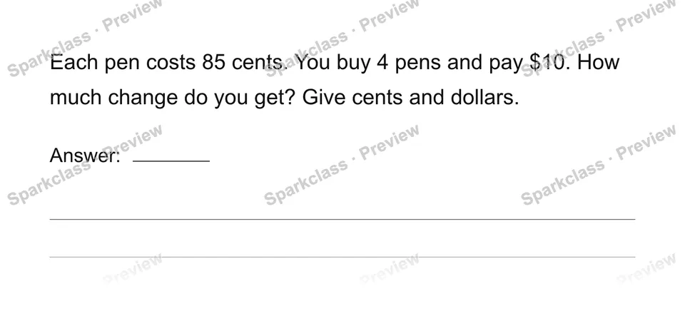 Solve measurement word problems — Grade 4 problem preview
