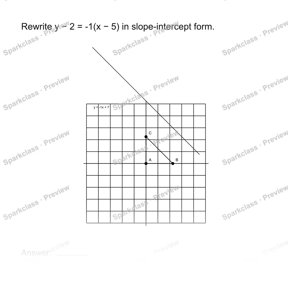 Rewrite point-slope form — Grade 8 problem preview