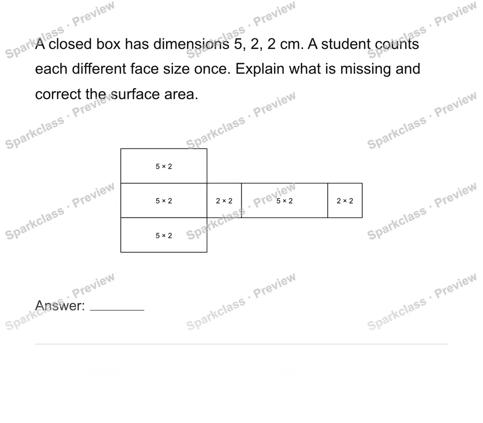 Connect rectangular-prism nets and surface area — Grade 6 problem preview