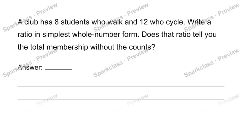 Describe and interpret ratios — Grade 6 problem preview