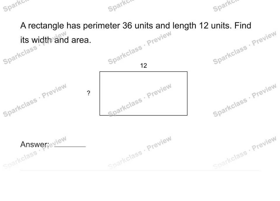 Use rectangle area and perimeter — Grade 4 problem preview