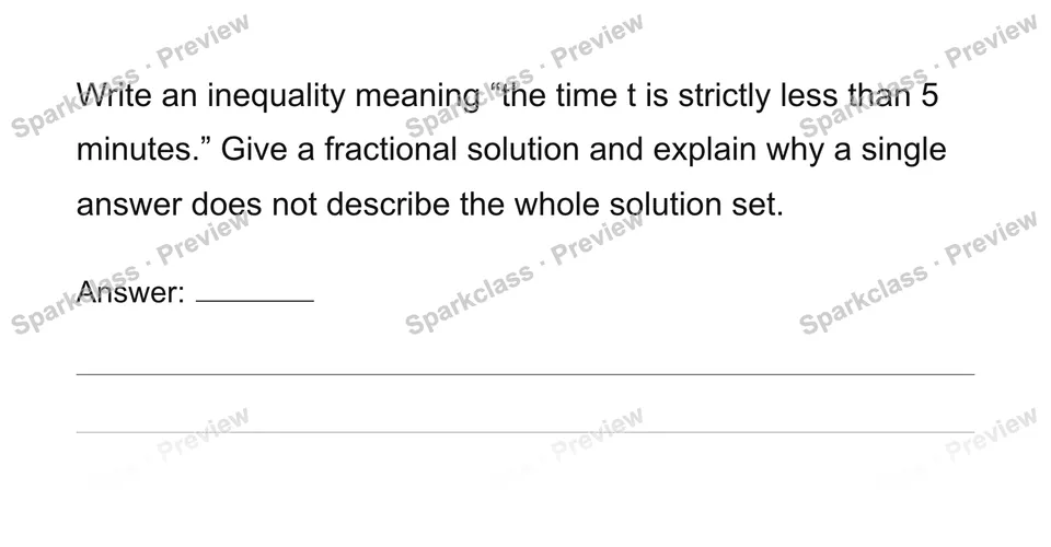 Represent constraints and inequality solution sets — Grade 6 problem preview