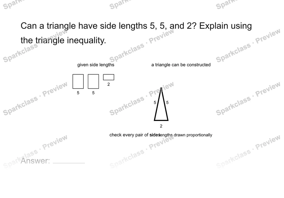 Test triangle existence — Grade 7 problem preview