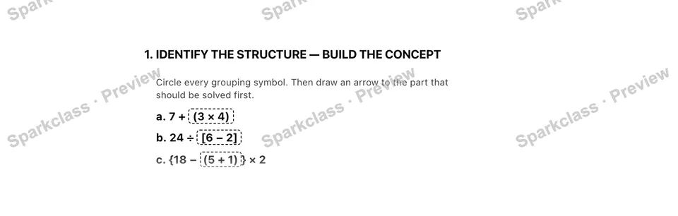 1. Identify the structure — Build the concept — Grade 5 problem preview