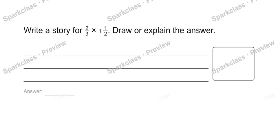 Write a story for 23 × 112. Draw or explain the answer. — Grade 5 problem preview