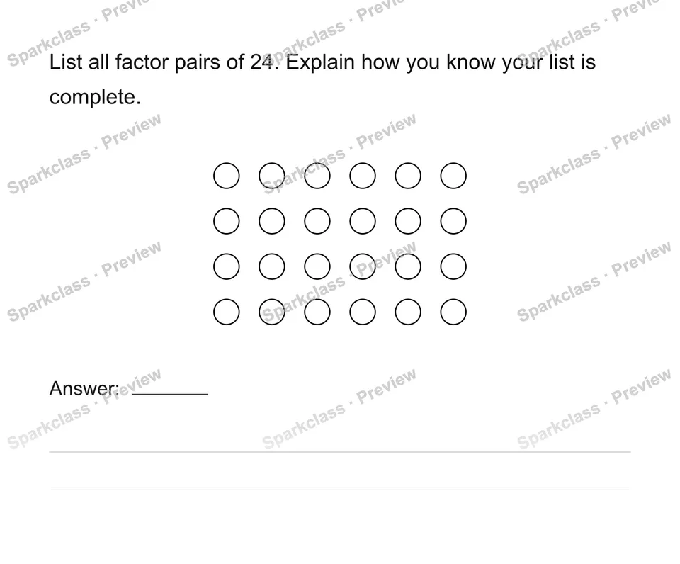 Find all factor pairs — Grade 4 problem preview