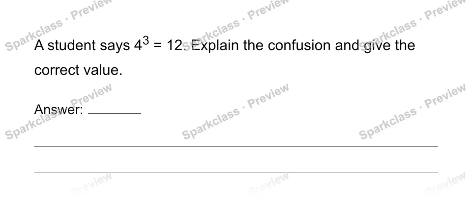 Interpret and evaluate whole-number exponents — Grade 6 problem preview