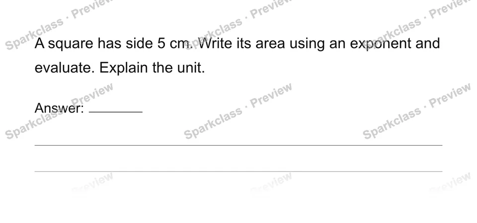 Interpret and evaluate whole-number exponents — Grade 6 problem preview