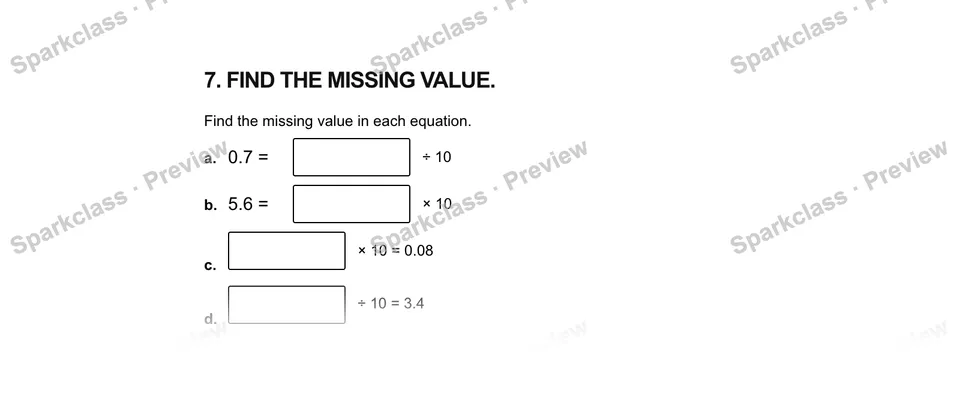 7Find the missing value. — Grade 5 problem preview