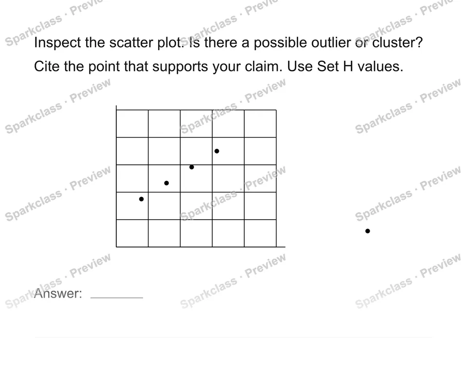 Identify clusters and outliers — Grade 8 problem preview