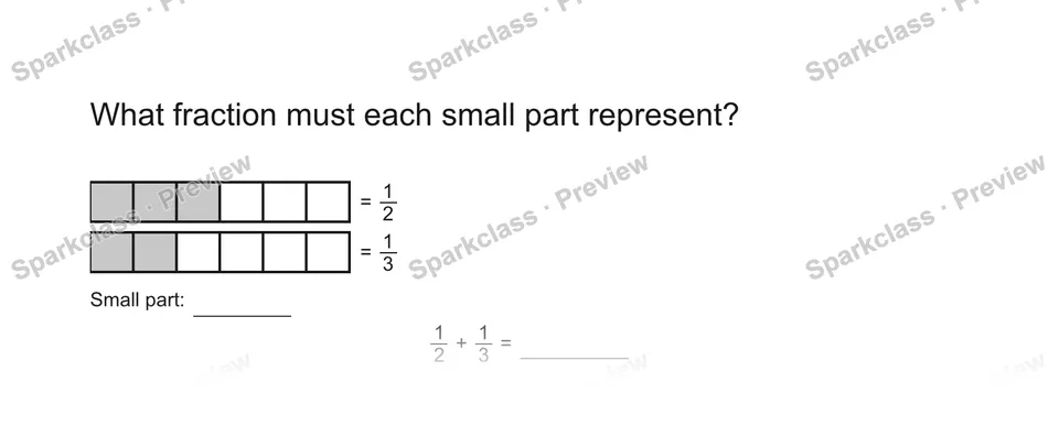 What fraction must each small part represent? — Grade 5 problem preview