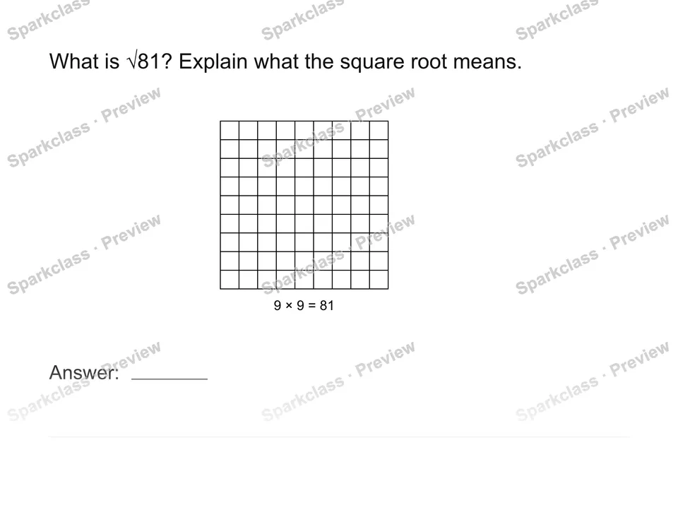 Interpret square roots — Grade 8 problem preview