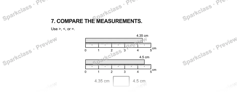 7.Compare the measurements. — Grade 5 problem preview