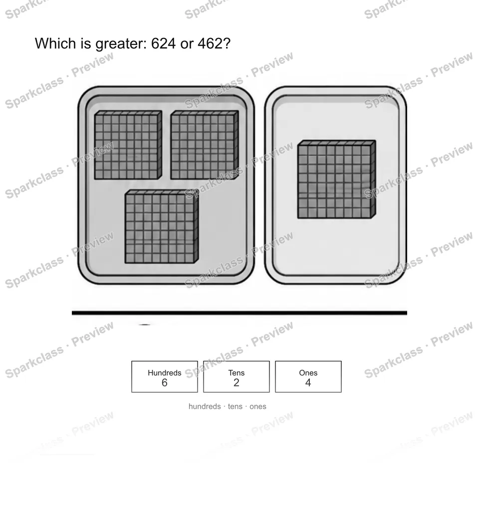 Compare hundreds — Grade 2 problem preview