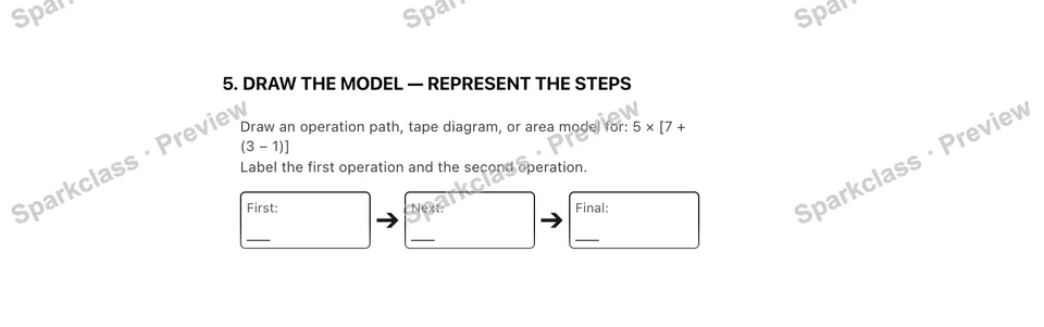 5. Draw the model — Represent the steps — Grade 5 problem preview