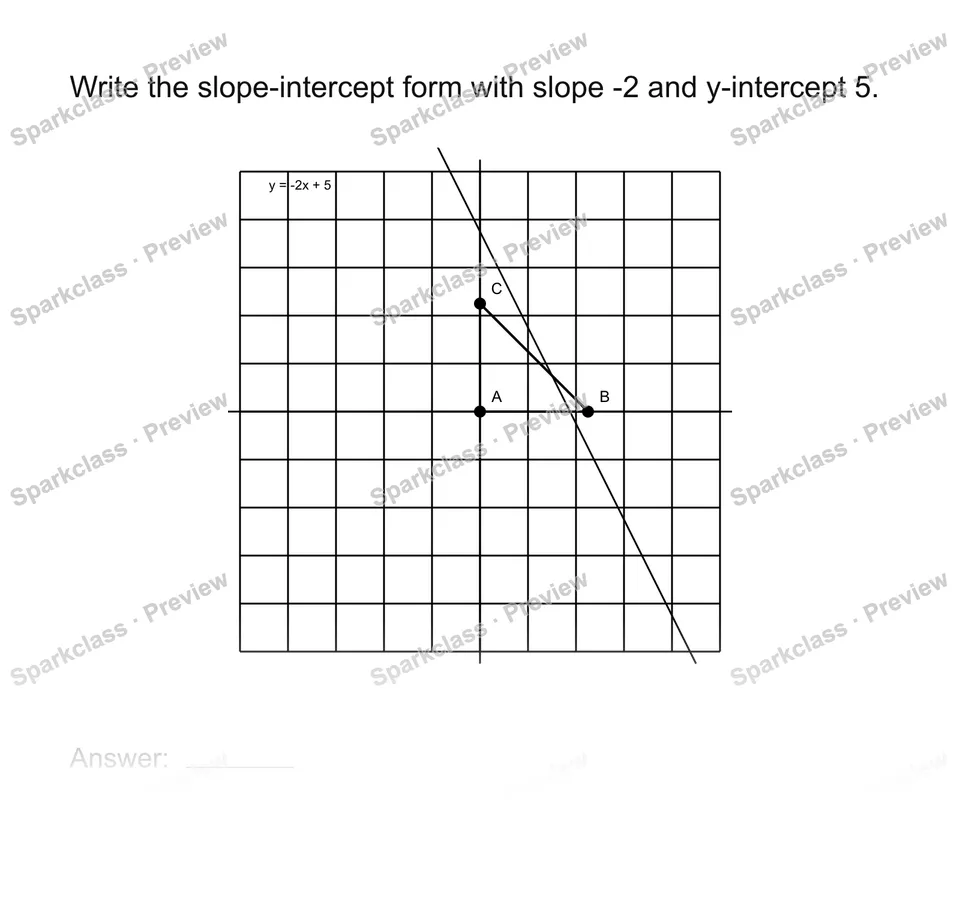 Use slope-intercept form — Grade 8 problem preview