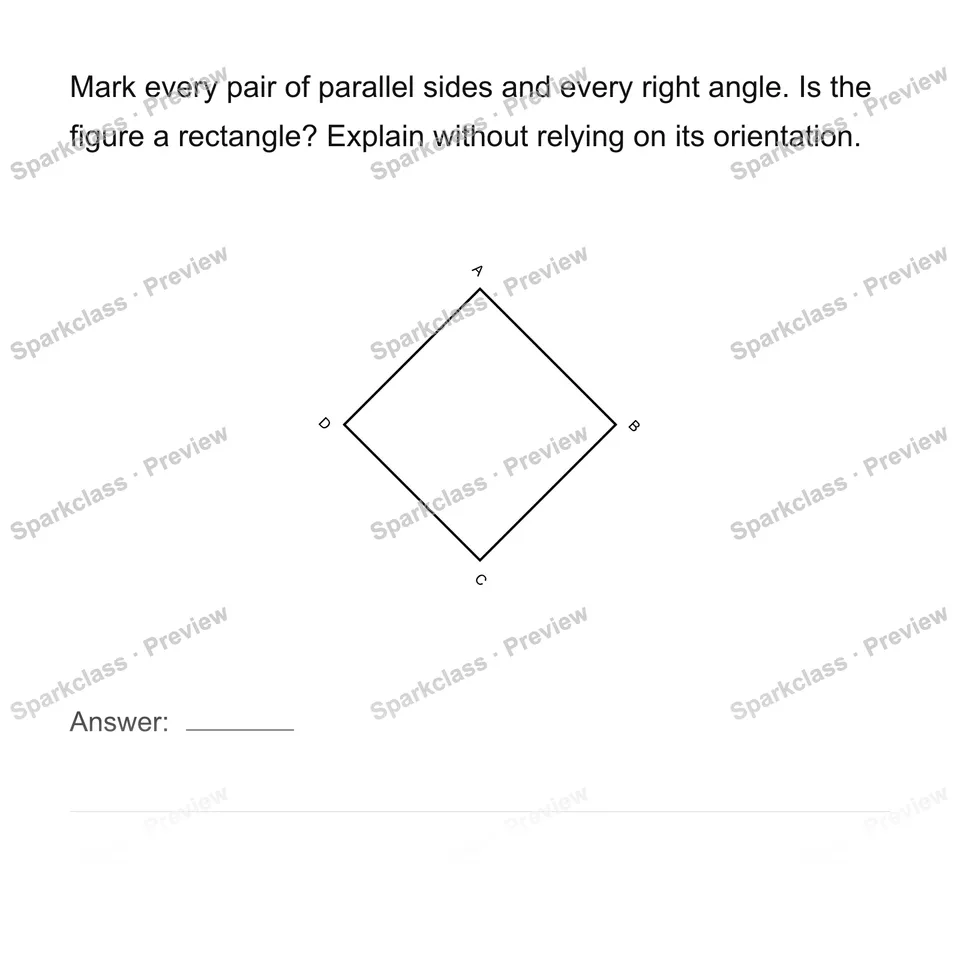 Classify a rotated quadrilateral — Grade 4 problem preview