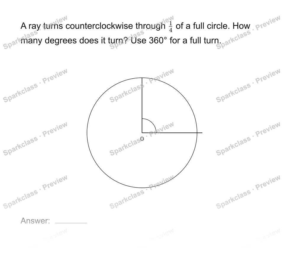 Connect angle measures to a circle — Grade 4 problem preview