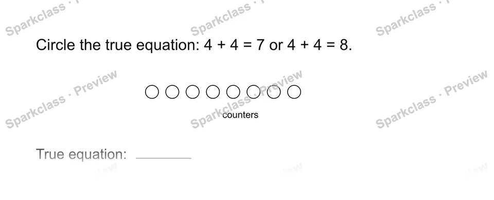 True equation — Grade 1 problem preview