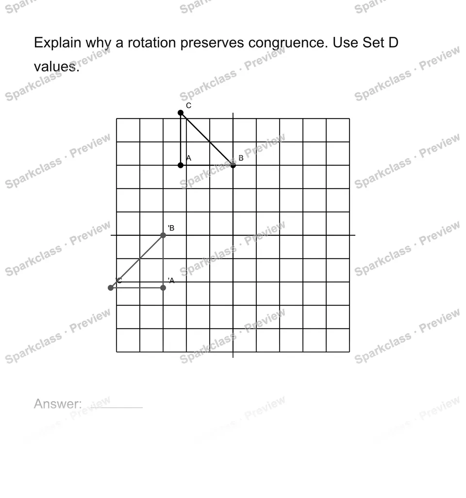 Justify congruence by transformations — Grade 8 problem preview