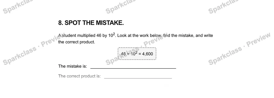 8. Spot the mistake. — Grade 5 problem preview