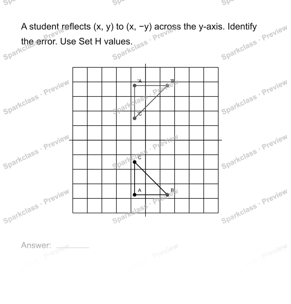 Find an error in a transformation — Grade 8 problem preview