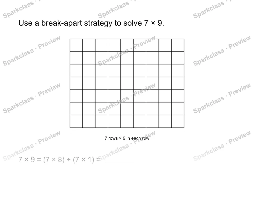 Use a break-apart strategy — Grade 3 problem preview